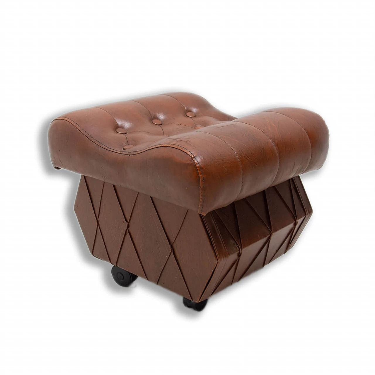 Leatherette stool with storage compartment, 1980s 1