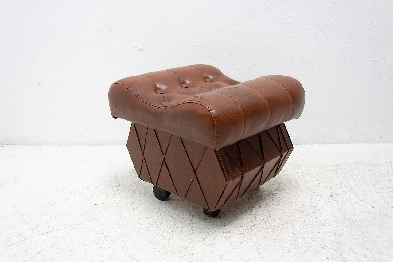 Leatherette stool with storage compartment, 1980s 2