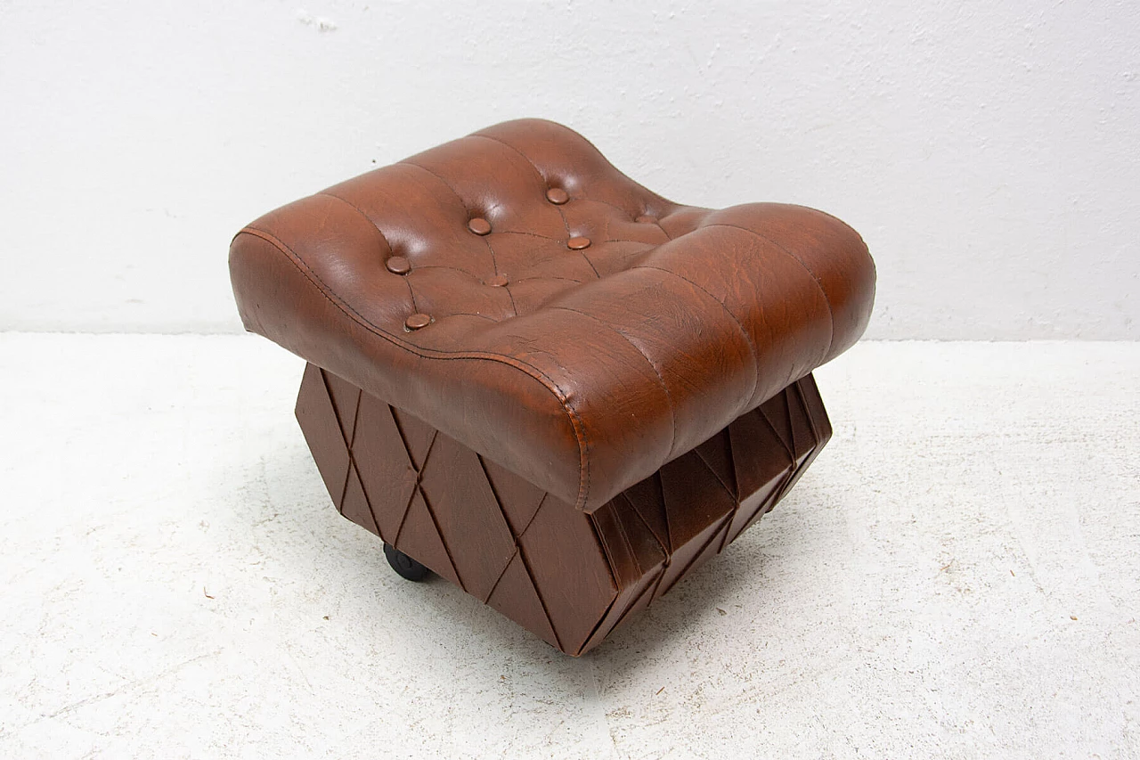 Leatherette stool with storage compartment, 1980s 3