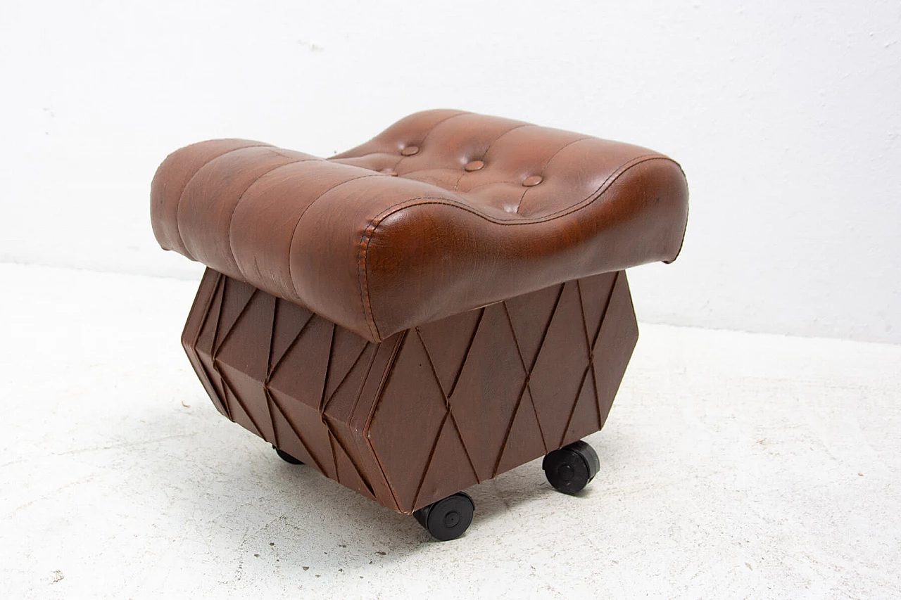 Leatherette stool with storage compartment, 1980s 7