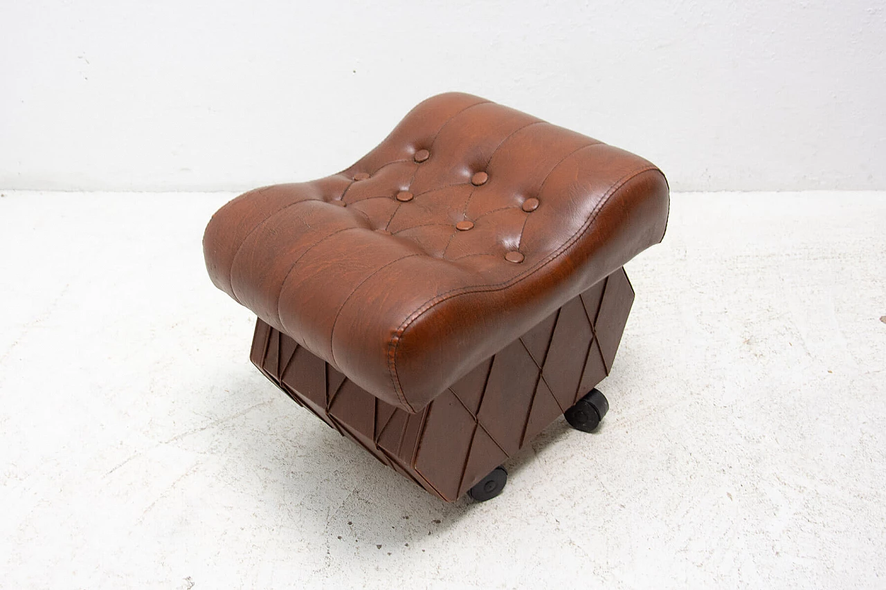 Leatherette stool with storage compartment, 1980s 8