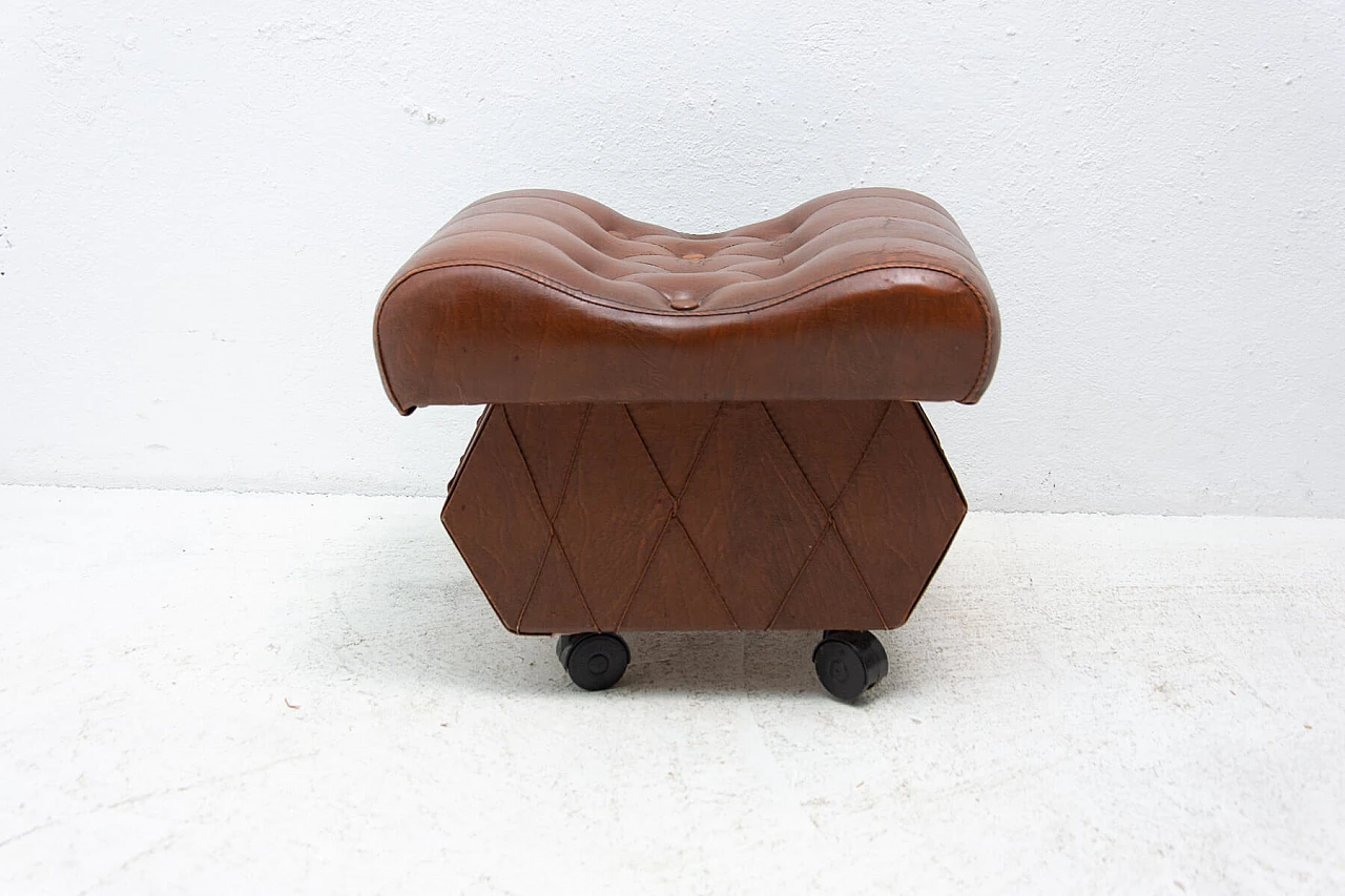 Leatherette stool with storage compartment, 1980s 13