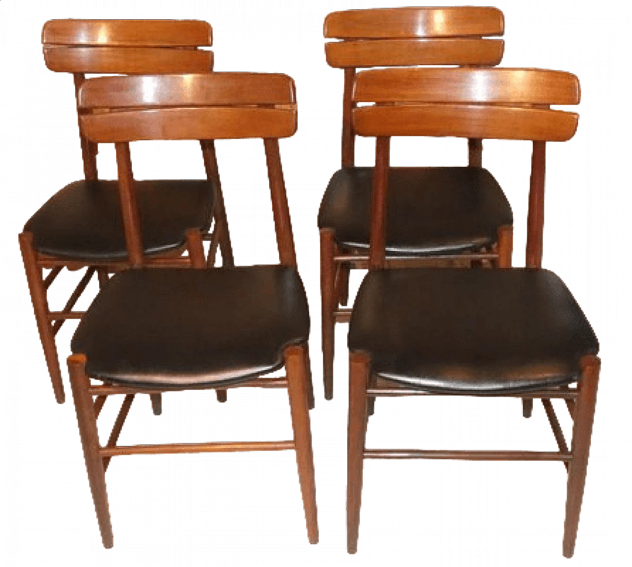 4 Chairs in skai and rosewood, 1950s 22