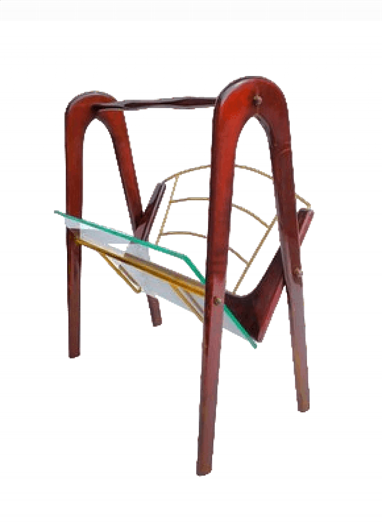 Wood and glass magazine rack by Cesare Lacca, 1950s 6