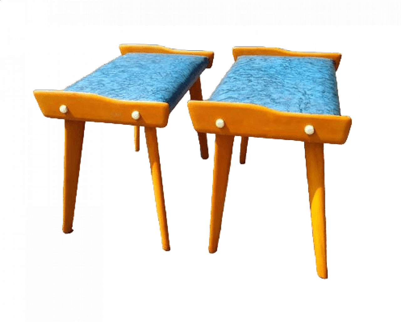 Pair of beech footstools attributed to Carlo De Carli, 1950s 6