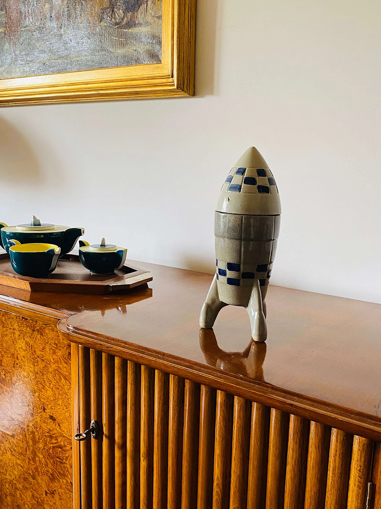 Rocket-shaped ceramic bottle, 1940s 3