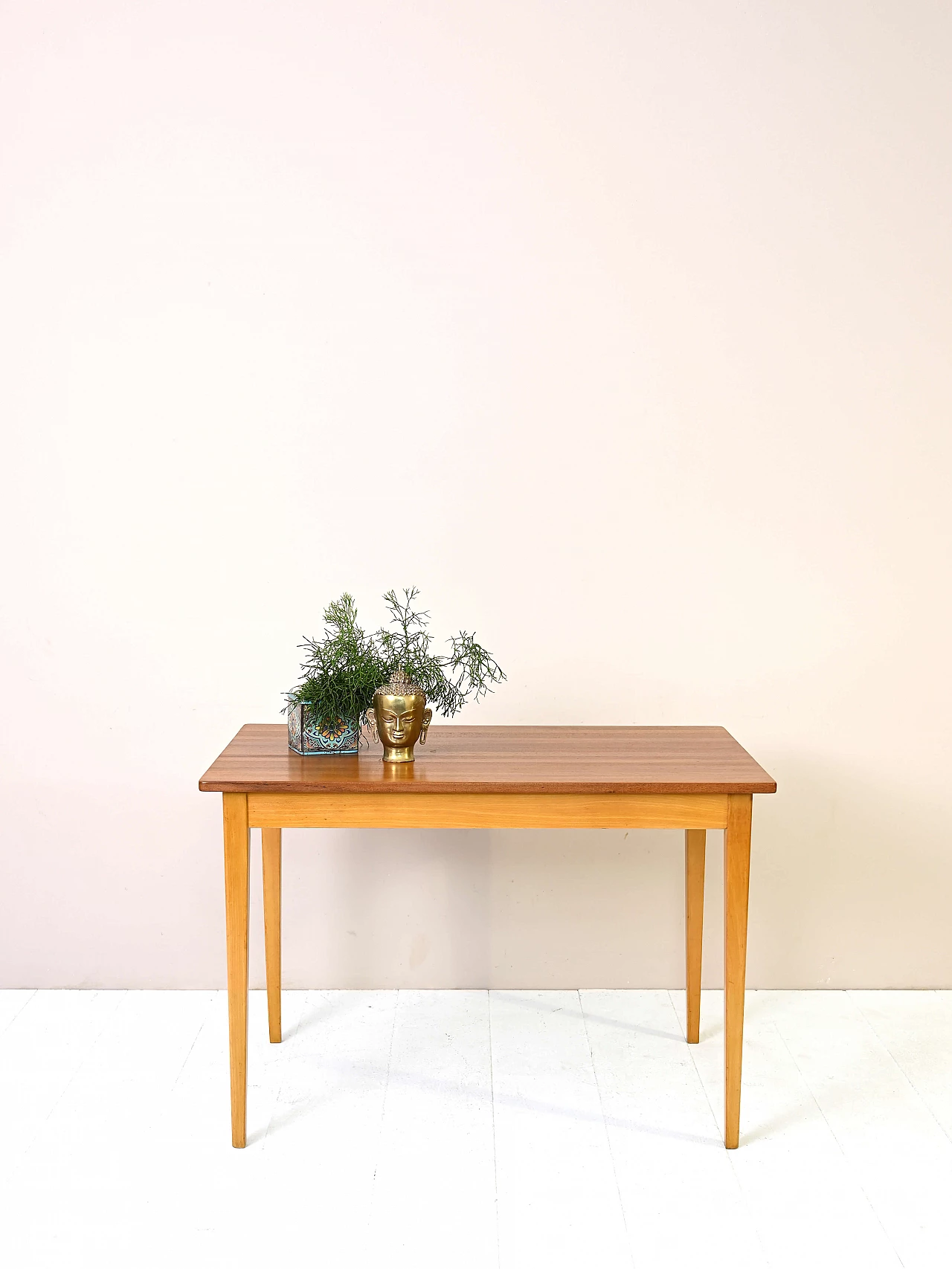 Scandinavian teak dining table with conical legs, 1960s 2