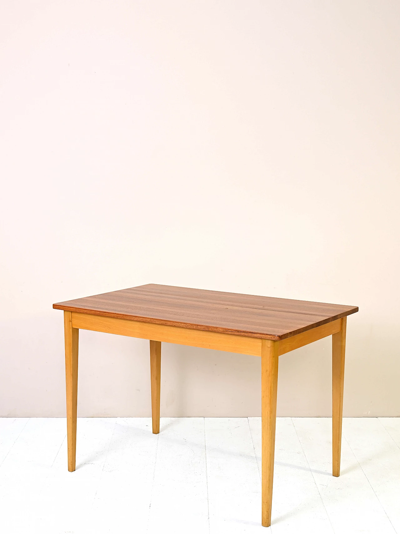 Scandinavian teak dining table with conical legs, 1960s 4