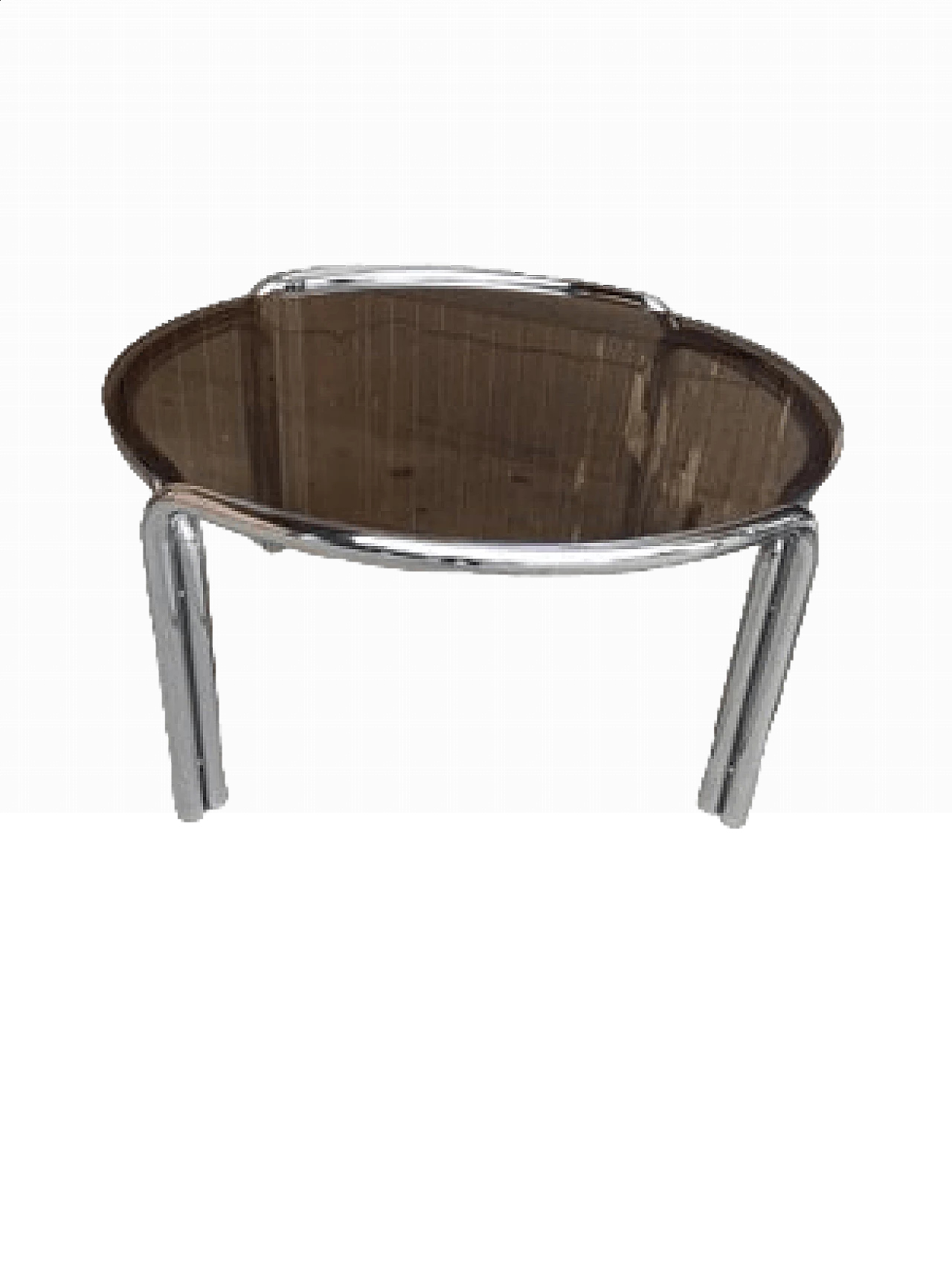 Round side table in chromed metal with glass top, 1960s 5