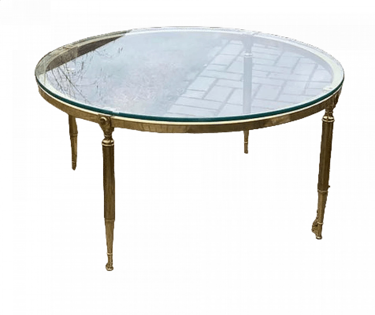 Round brass and glass side table, 1970s 9