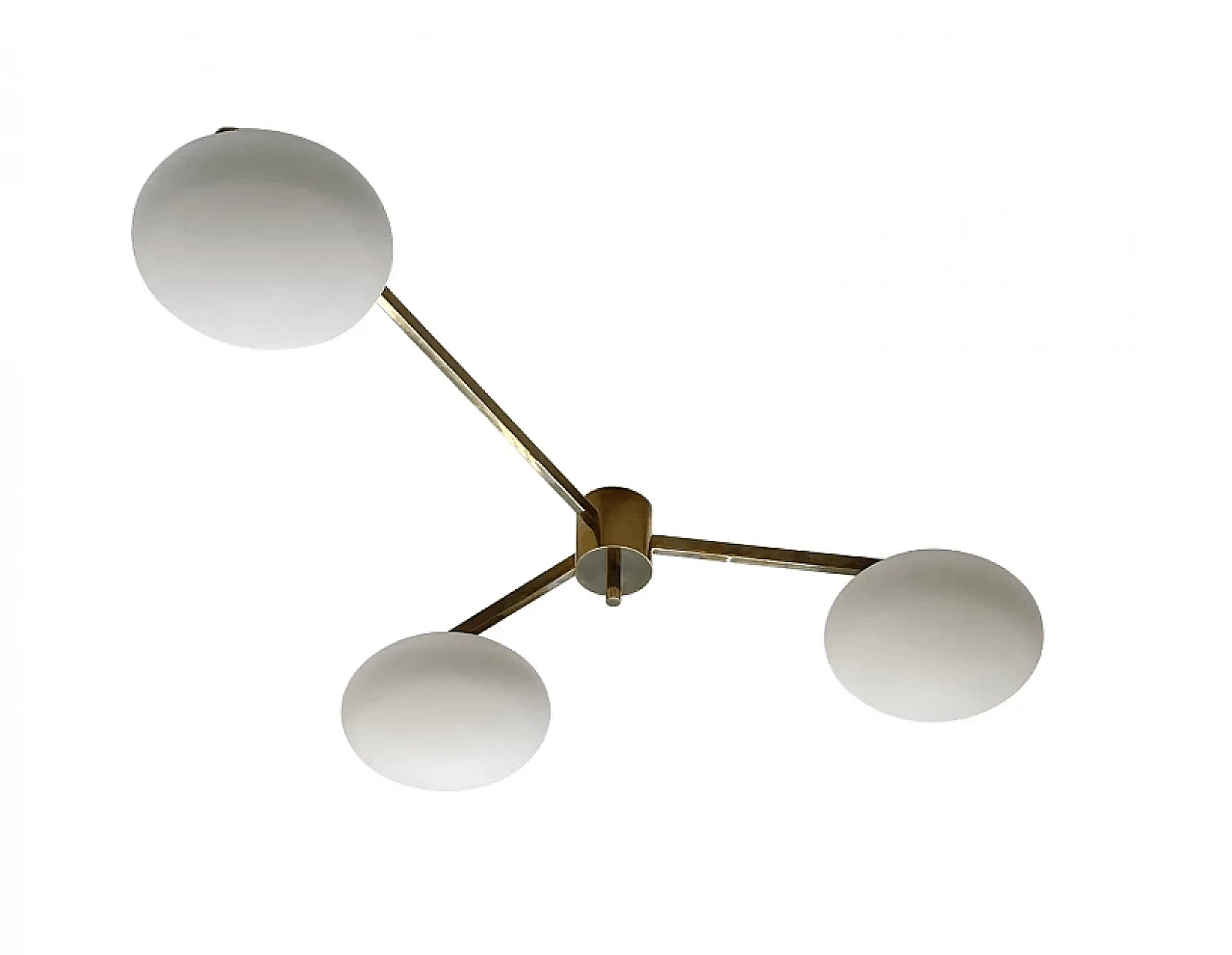 Brass and glass chandelier in the style of Angelo Lelli, 1970s 1