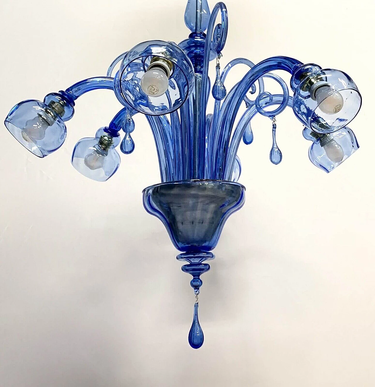 Blue glass chandelier attributed to Venini, 1930s 2