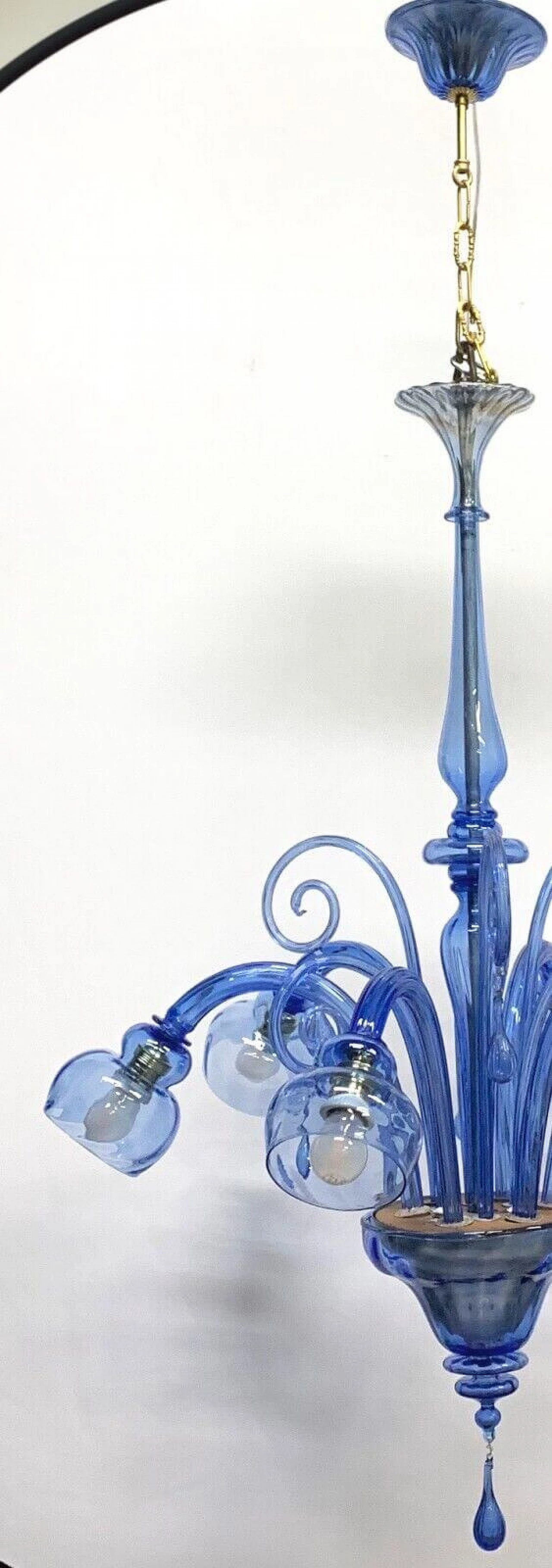 Blue glass chandelier attributed to Venini, 1930s 5