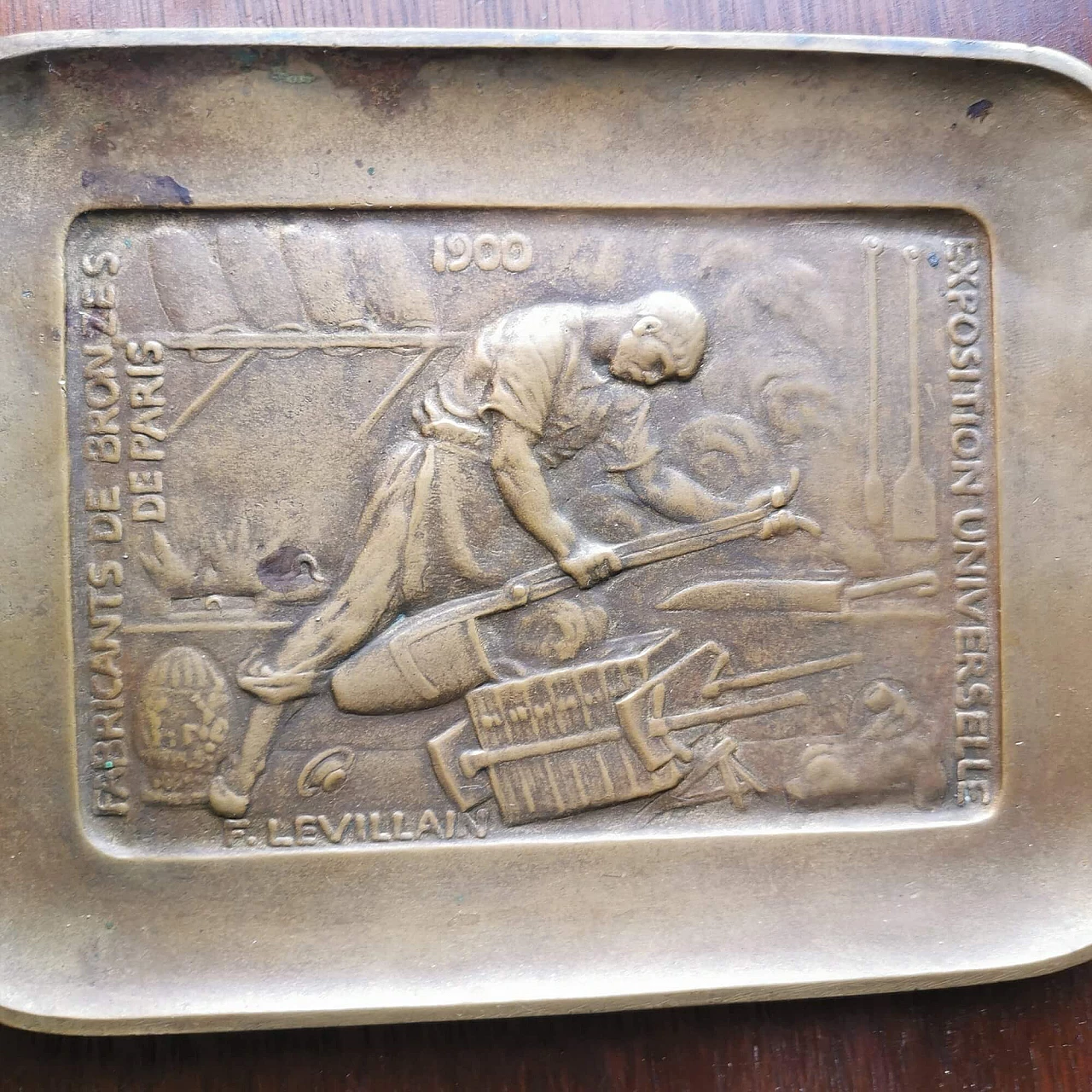 Bronze tray by Ferdinand Levillain, 1900 4