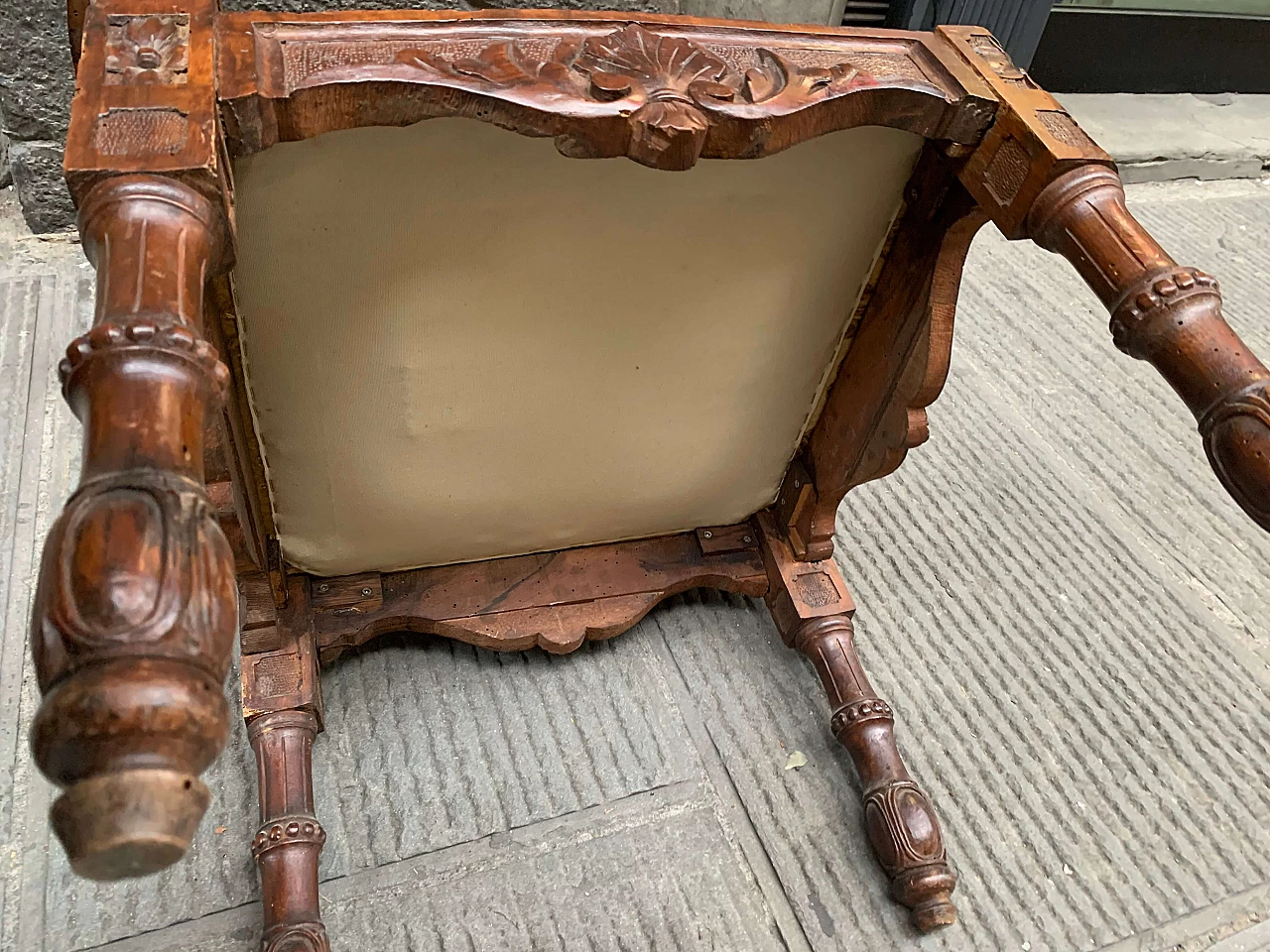 Renaissance style corner chair with carvings, 19th century 19