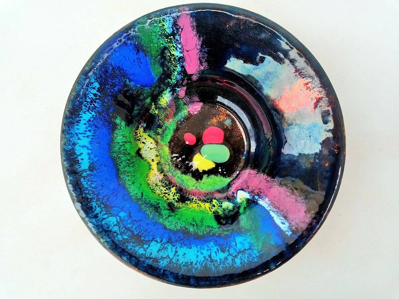 Multicoloured enamelled copper bowl by Paolo De Poli, 1955 1