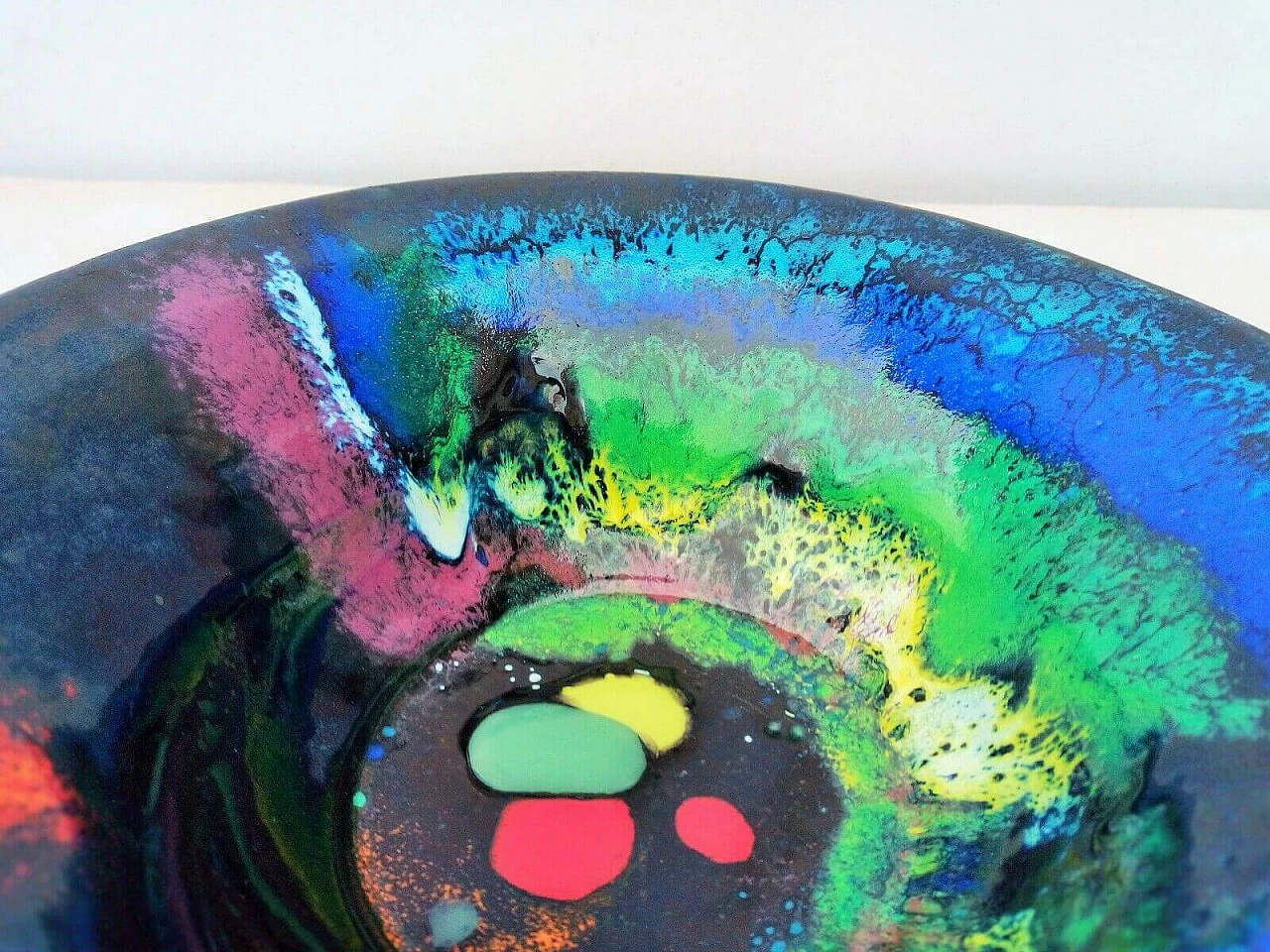 Multicoloured enamelled copper bowl by Paolo De Poli, 1955 8