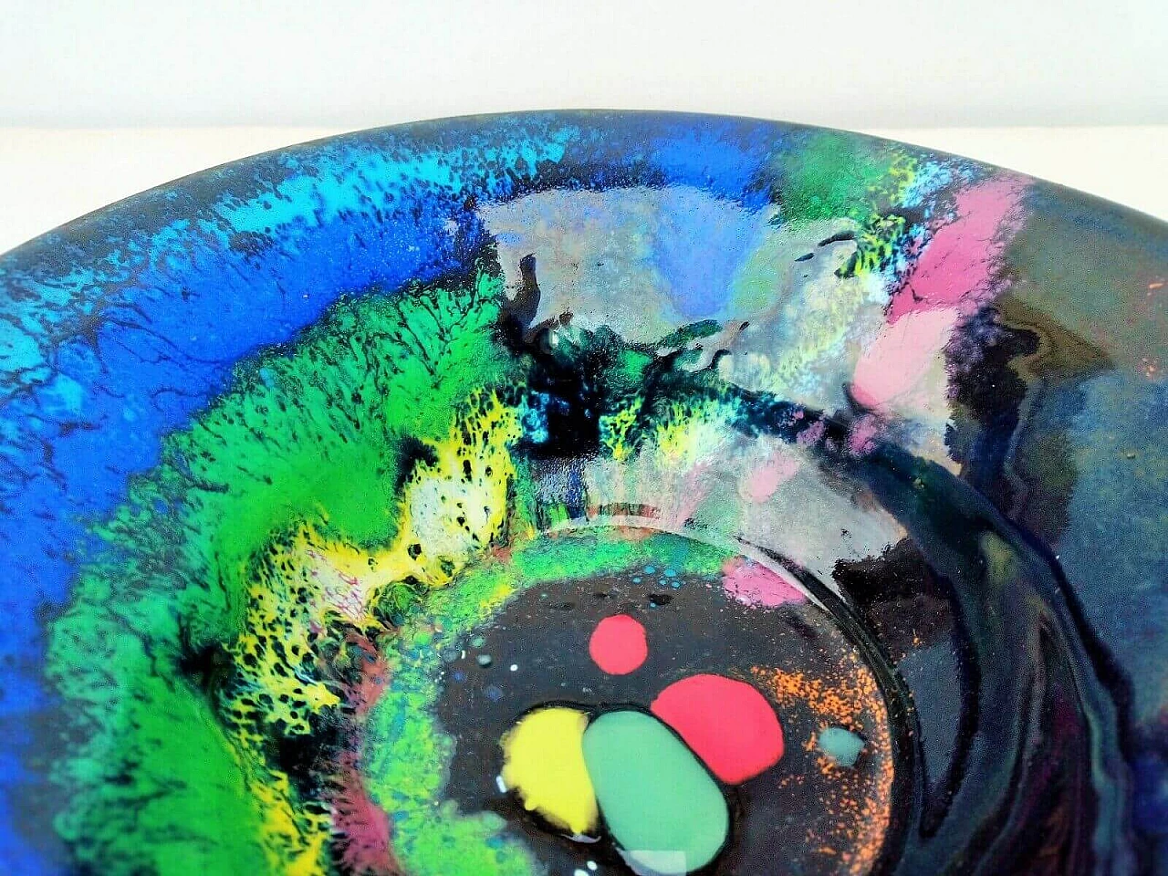 Multicoloured enamelled copper bowl by Paolo De Poli, 1955 10