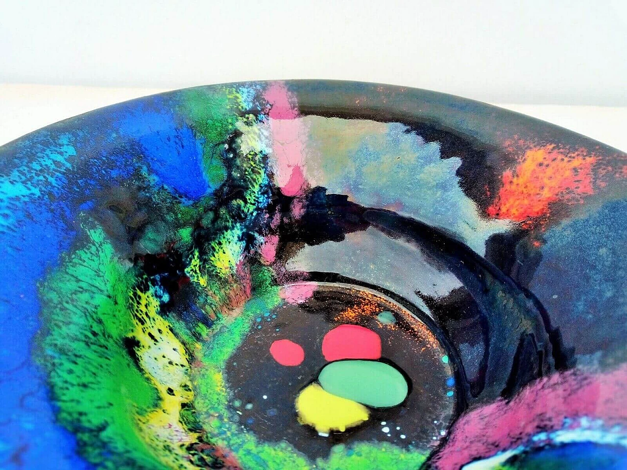 Multicoloured enamelled copper bowl by Paolo De Poli, 1955 11