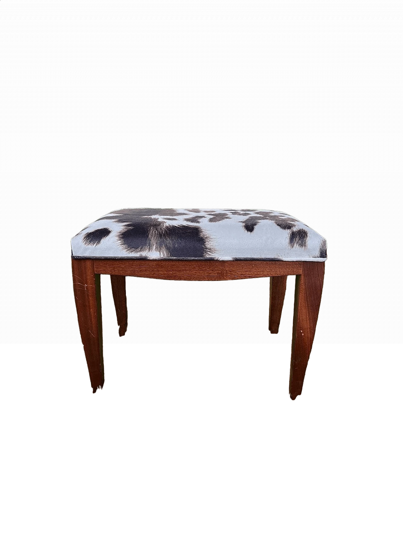 Wooden stool with spotted upholstered cushion, 1990s 8