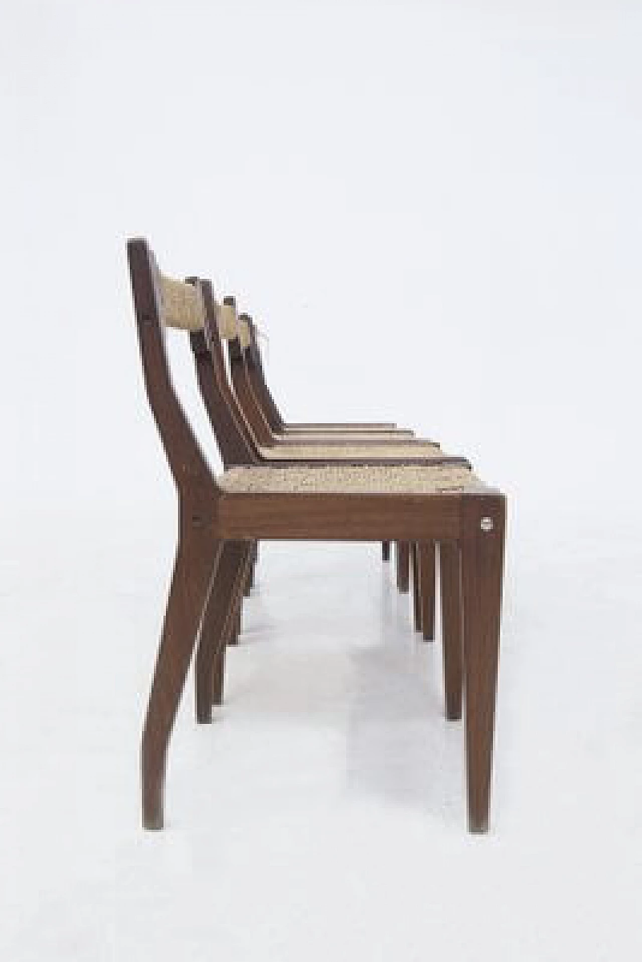 4 Wooden chairs with straw seat by Carlo Santi for Arform, 1950s 5