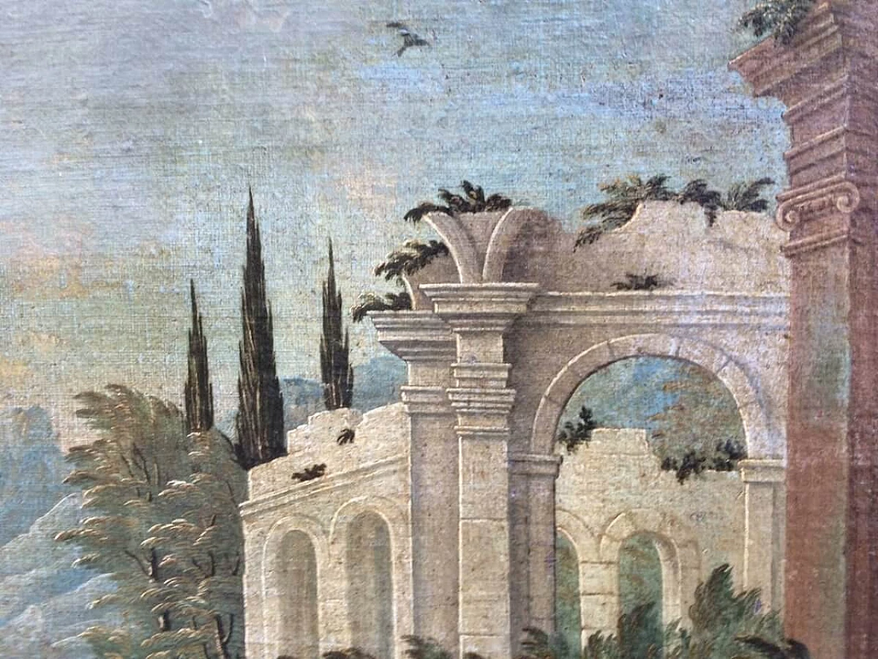 Fantasy landscape with ruins, oil on canvas, late 18th century 3