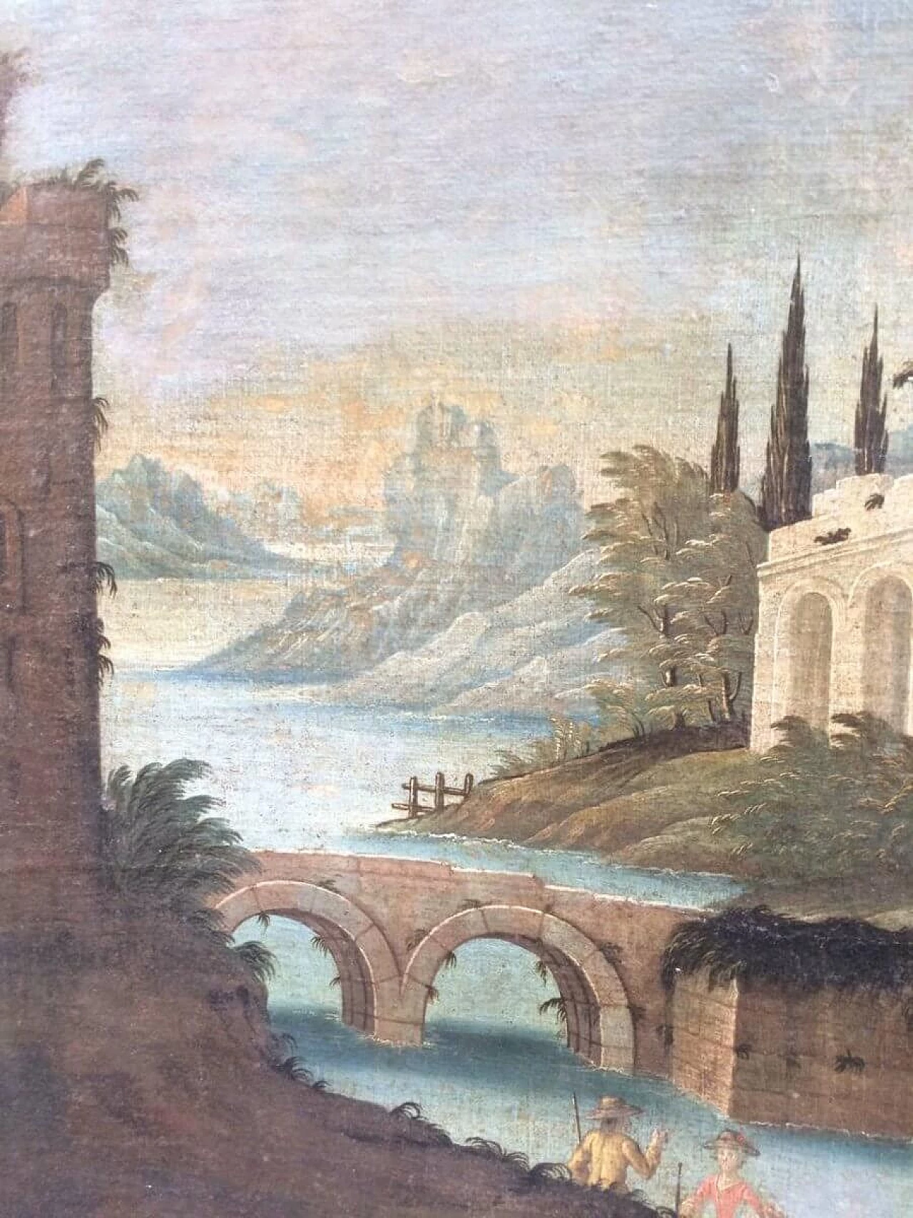 Fantasy landscape with ruins, oil on canvas, late 18th century 7