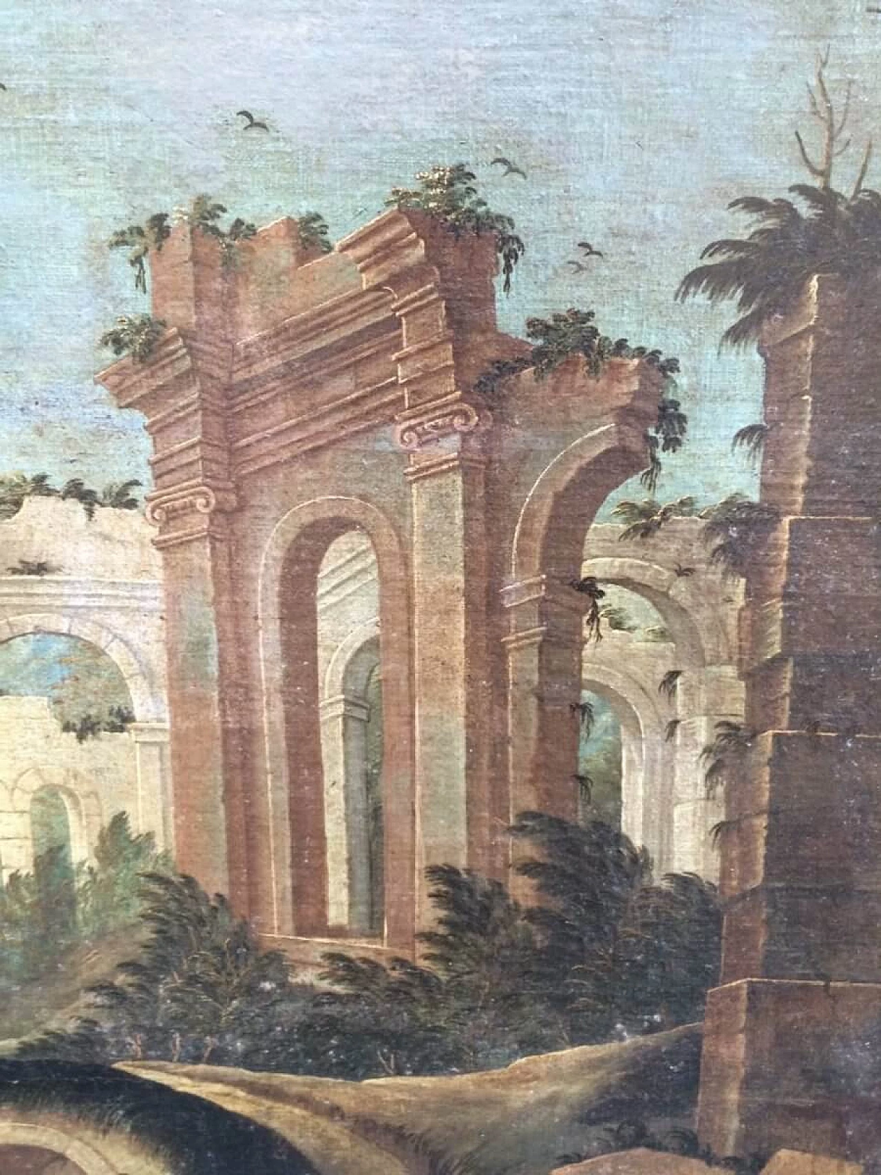 Fantasy landscape with ruins, oil on canvas, late 18th century 8