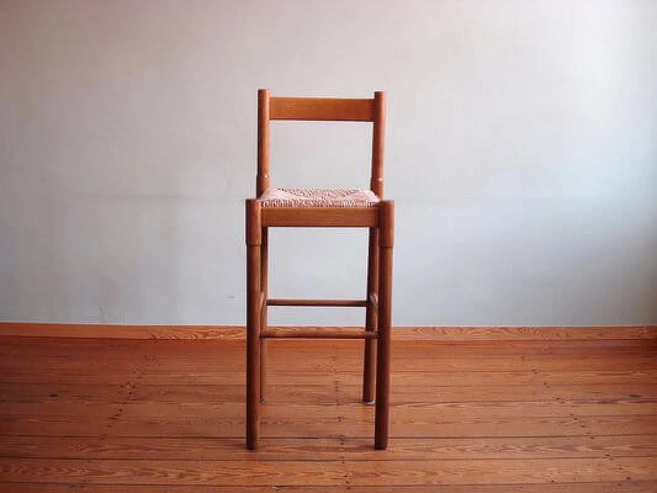 3 Stools in wood and rush attributable to Vico Magistretti, 1960s 3