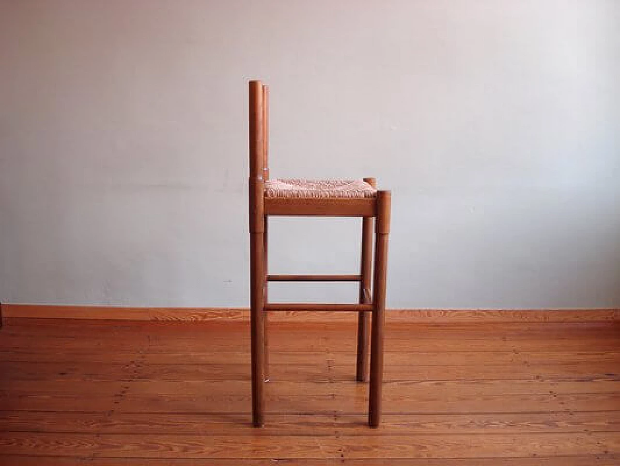 3 Stools in wood and rush attributable to Vico Magistretti, 1960s 6