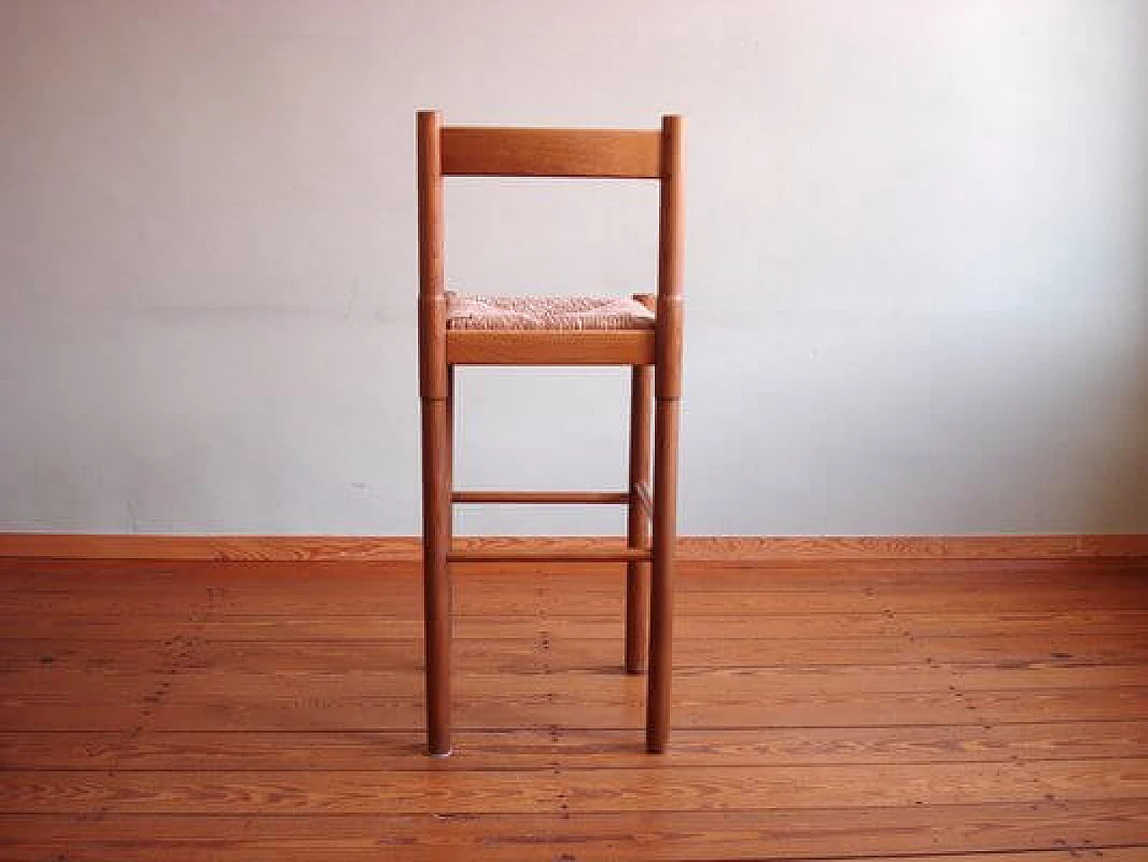 3 Stools in wood and rush attributable to Vico Magistretti, 1960s 8