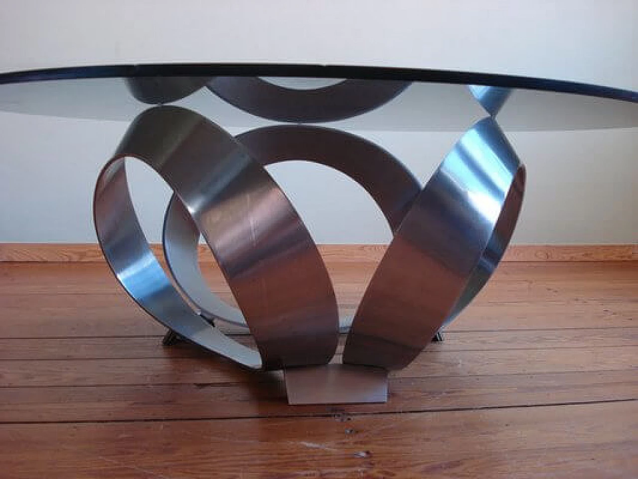 Aluminum and glass side table by Knut Hesterberg, 1960s 9