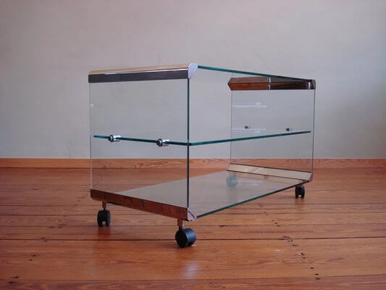 Glass bar cart by Pierangelo Galotti for Galotti & Radice, 1970s 1