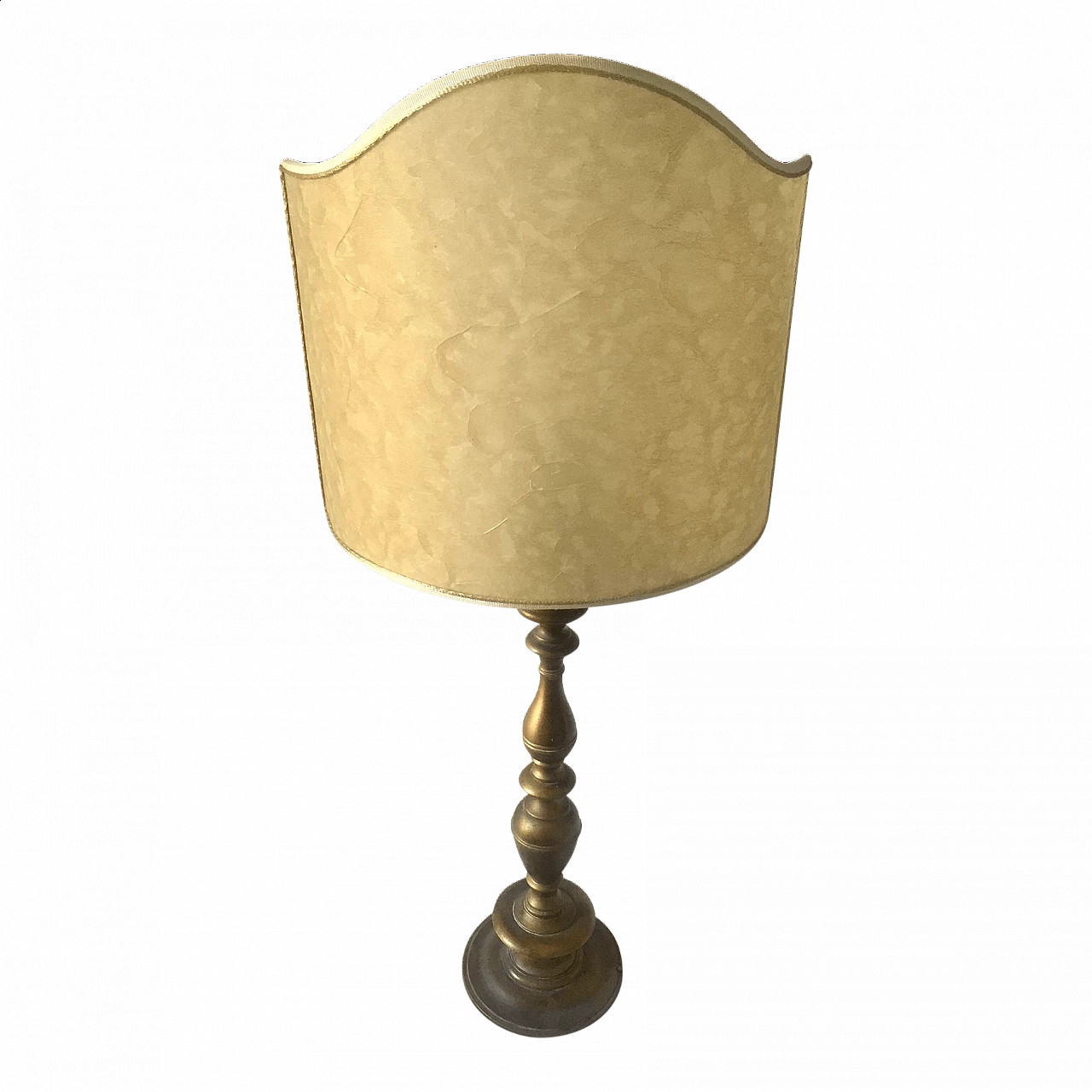 Brass table lamp with half lampshade, 1950s 5