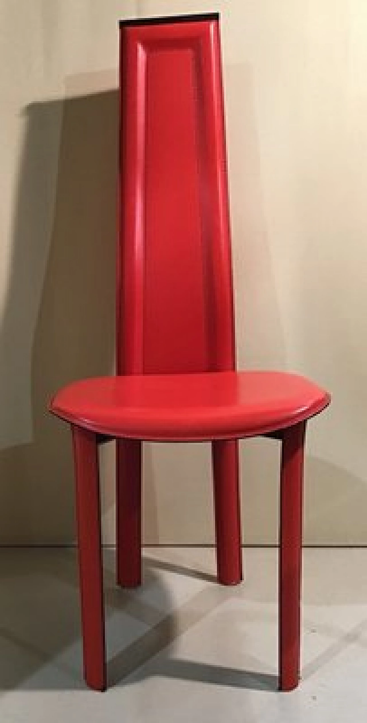 4 Chairs in red leather in the style of Bontempi, 1980s 1