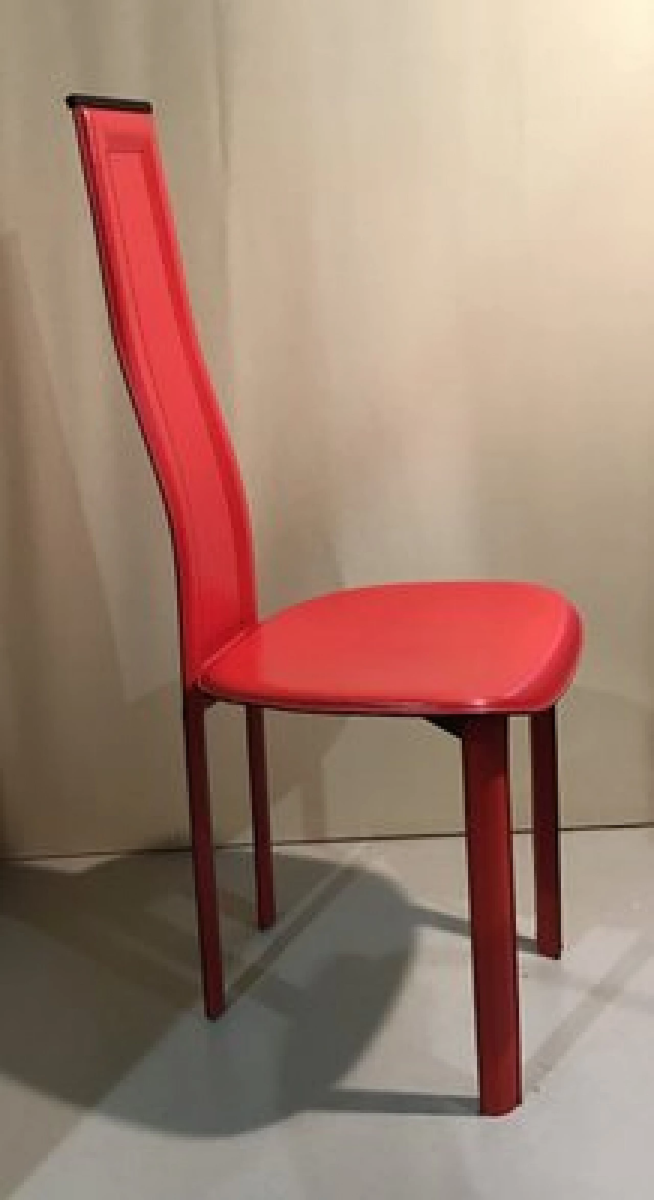 4 Chairs in red leather in the style of Bontempi, 1980s 2