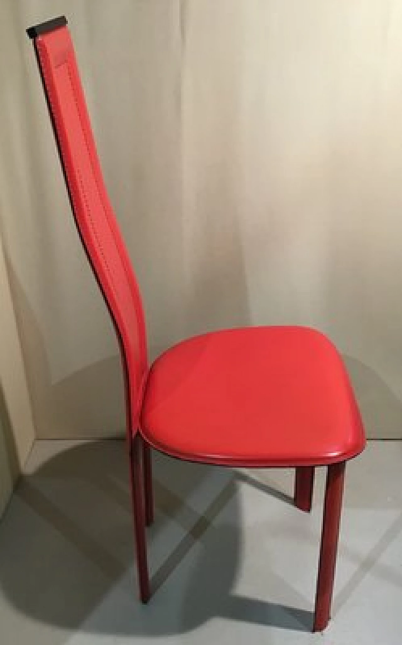 4 Chairs in red leather in the style of Bontempi, 1980s 5