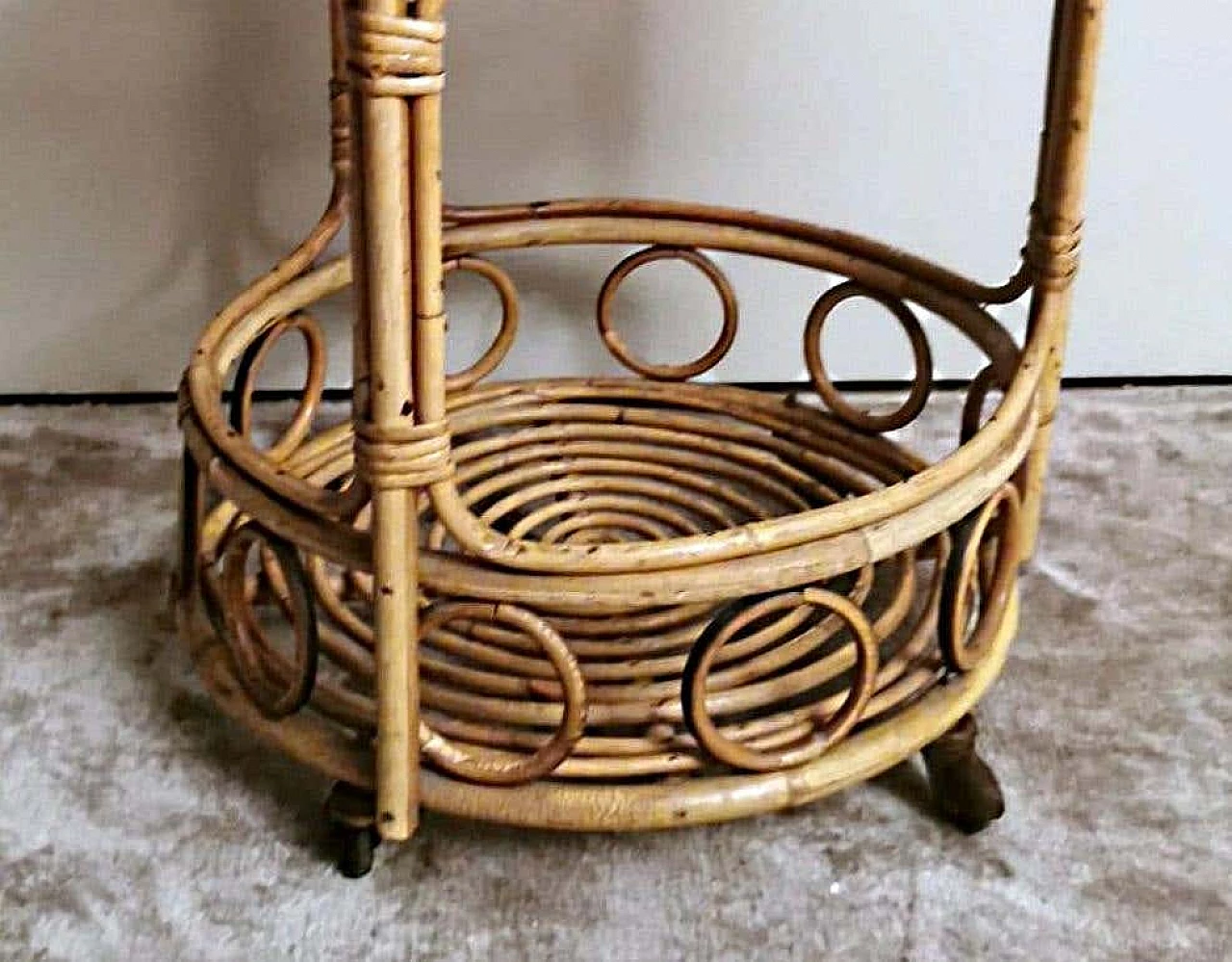 Franco Albini style bamboo and rattan bar cart, 1960s 10