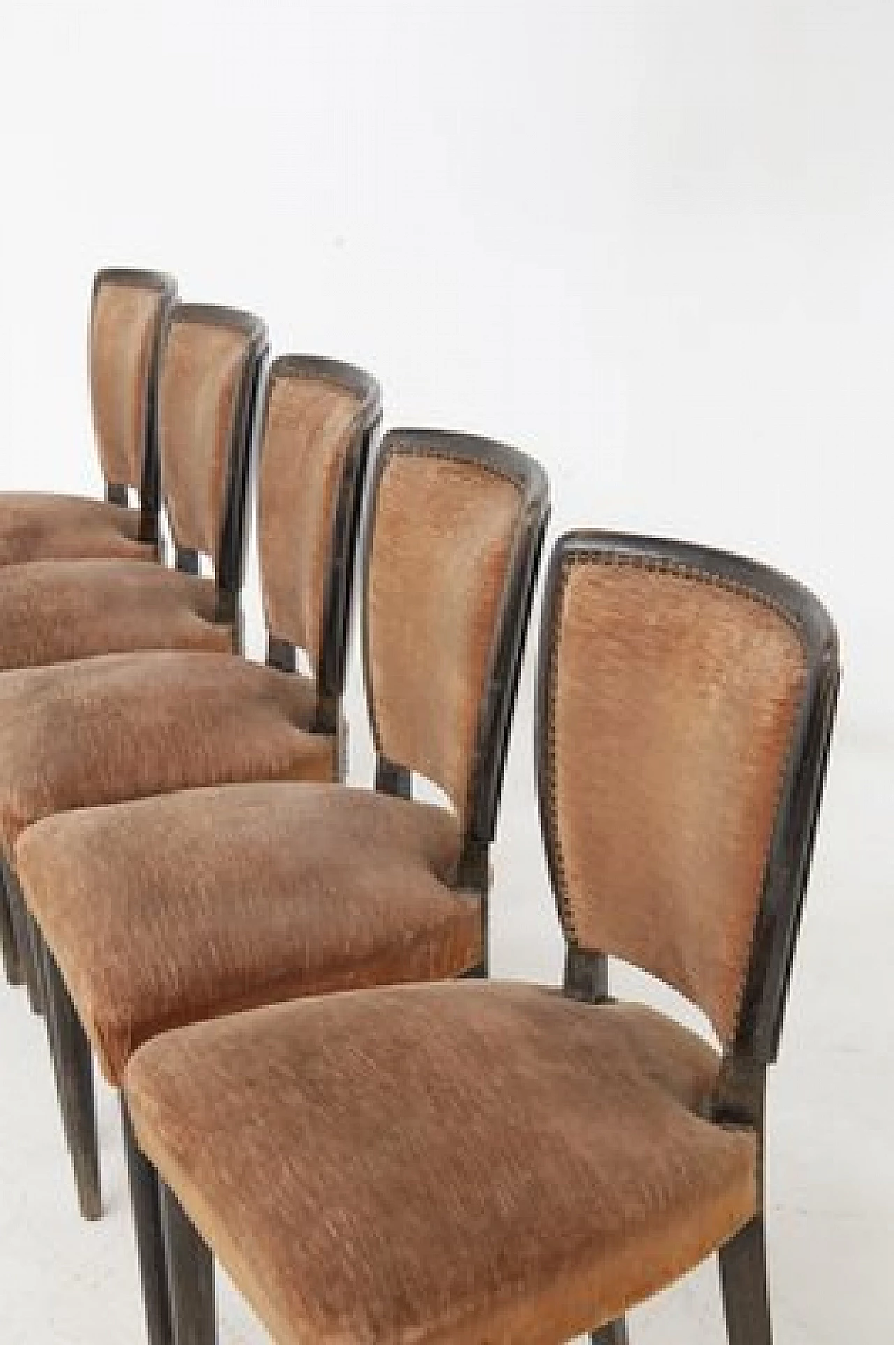 6 Wooden chairs with studs by Melchiorre Bega, 1950s 4