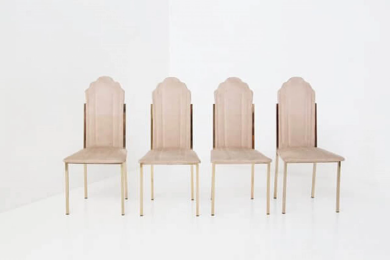 4 Velvet chairs by Alain Delon, 1970s 11