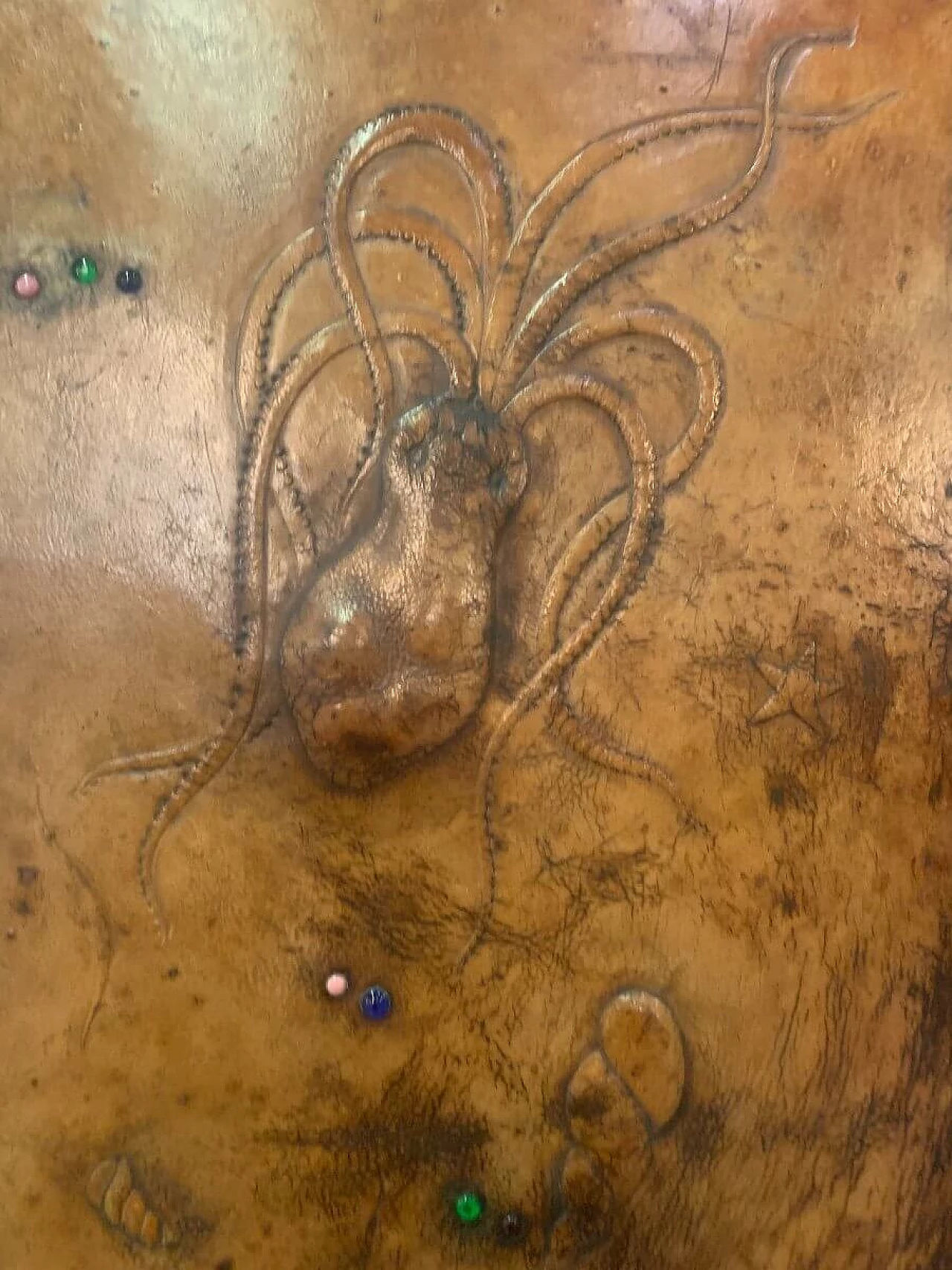 Art Deco rosewood sideboard with sea animals decoration, 1930s 1