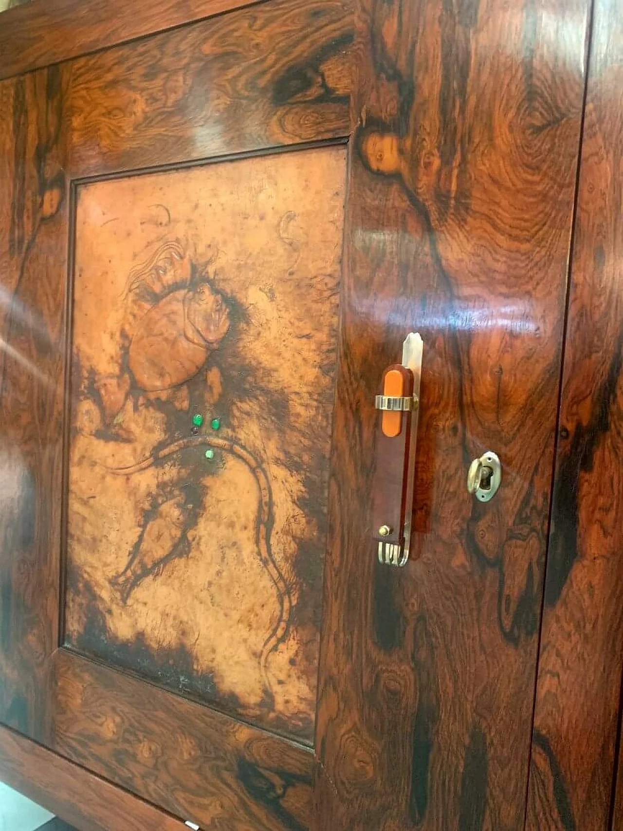 Art Deco rosewood sideboard with sea animals decoration, 1930s 10