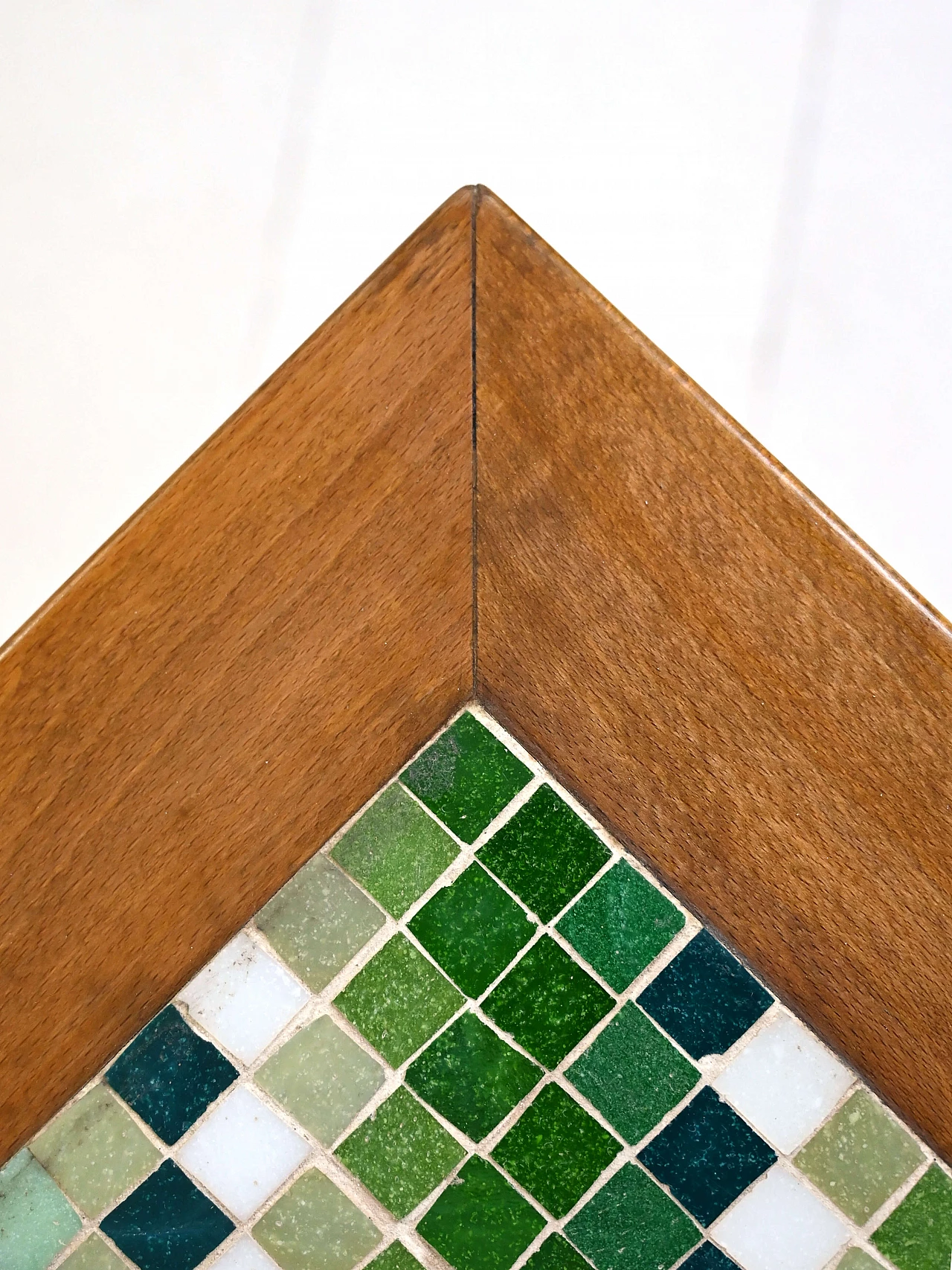 Teak side table with green and white mosaic, 1960s 5