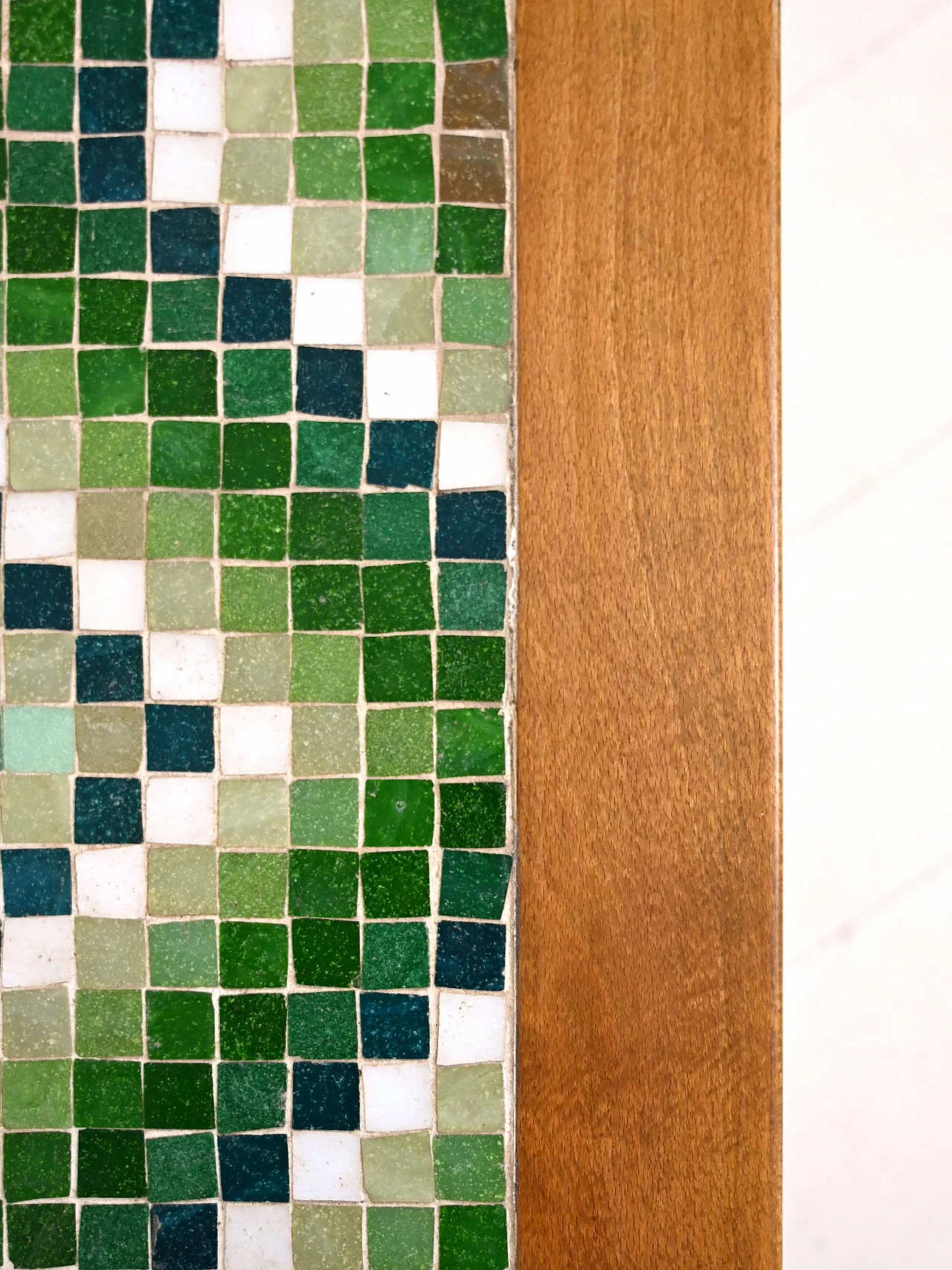 Teak side table with green and white mosaic, 1960s 6