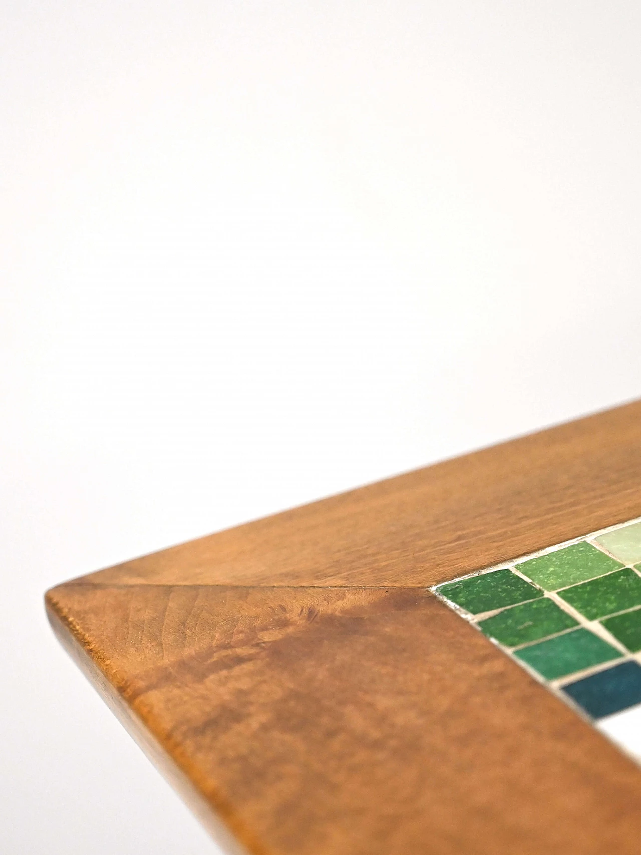 Teak side table with green and white mosaic, 1960s 8