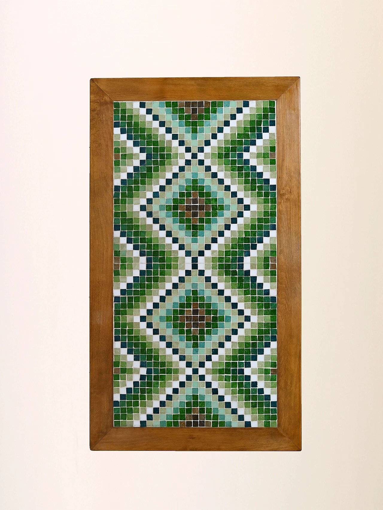 Teak side table with green and white mosaic, 1960s 9