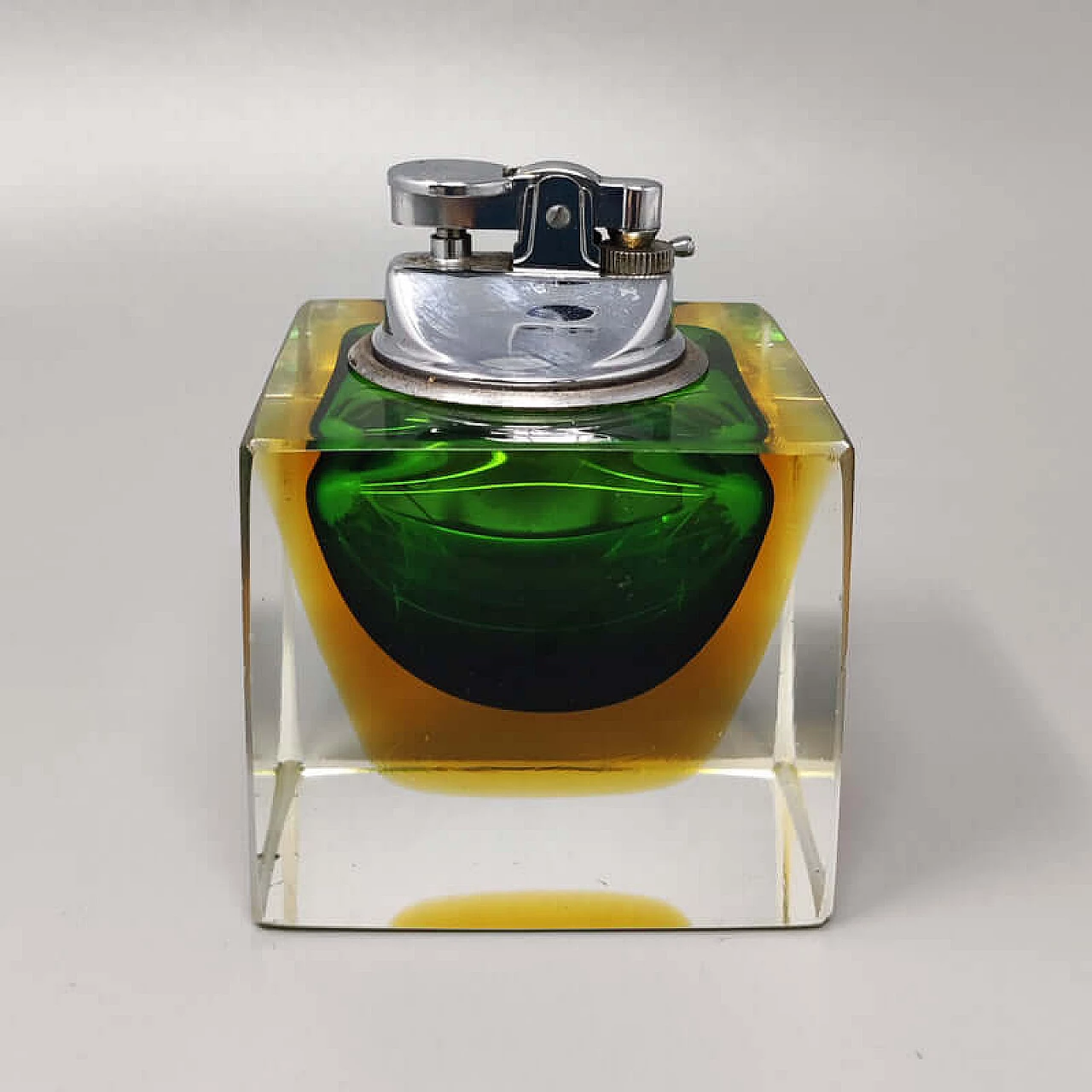 Table lighter in submerged glass by Flavio Poli for Seguso, 1960s 1