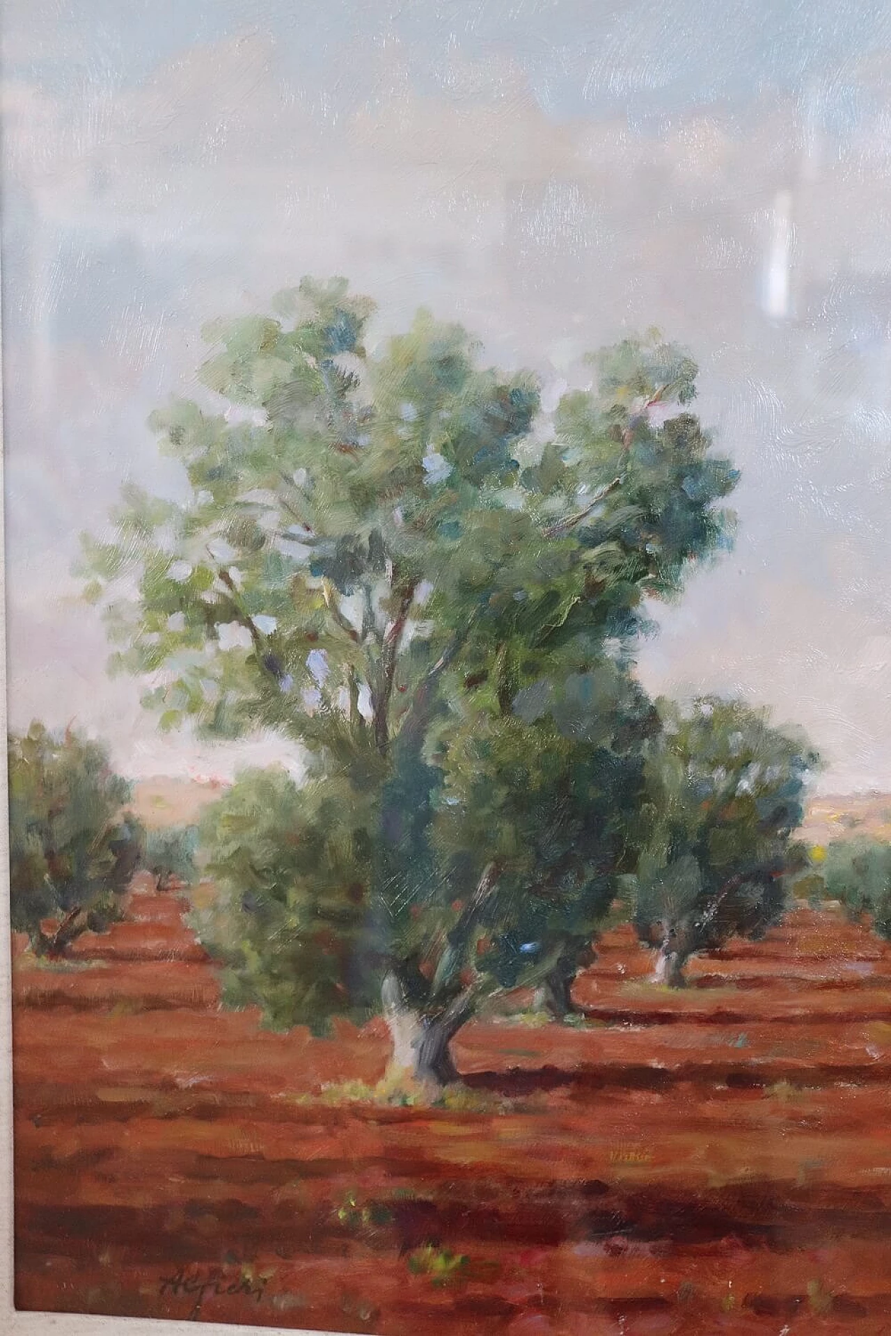 Alfieri Manlio, Olive grove in Tarquinia, oil on canvas, 1970s 3