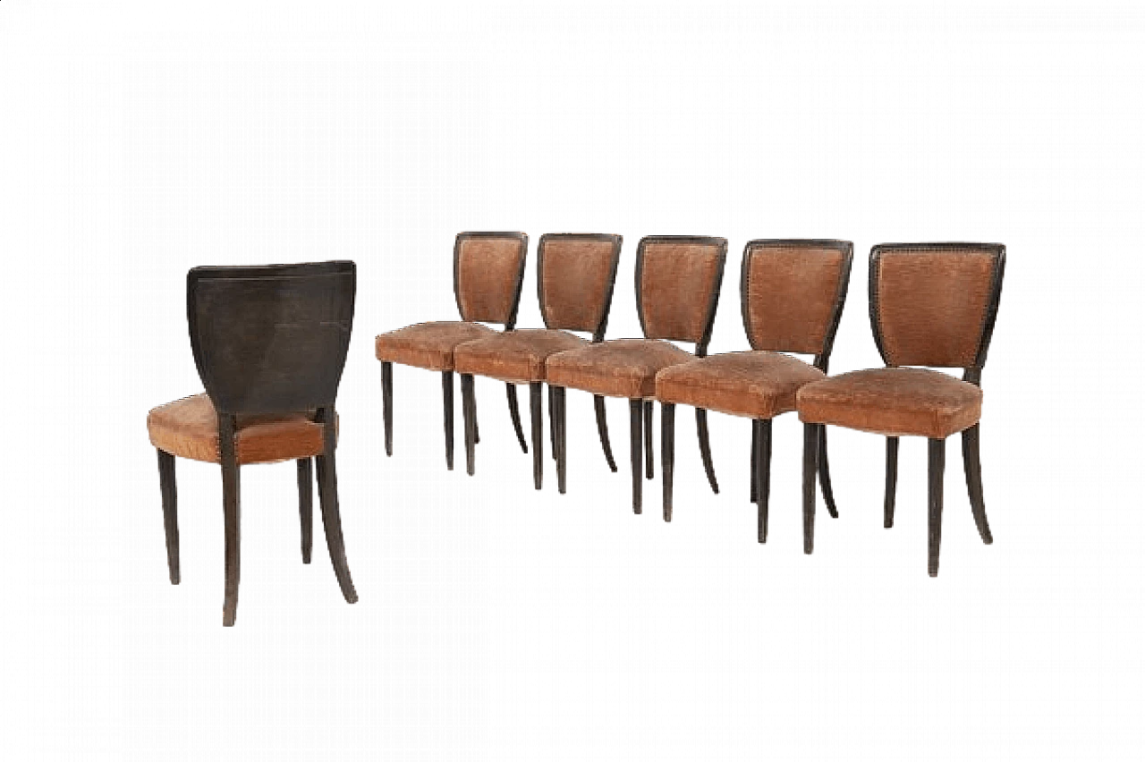 6 Wooden chairs with studs by Melchiorre Bega, 1950s 21