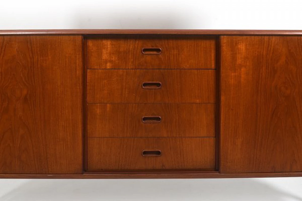 Wooden sideboard with sliding doors and bar compartment, 1950s 8